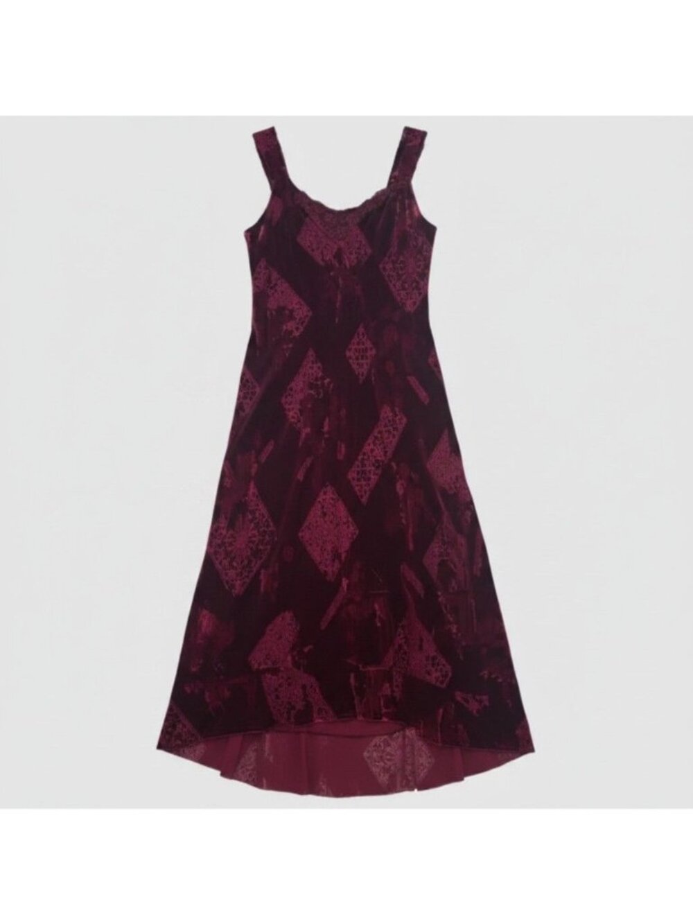 Jonathan Martin Studio 12 Velvet Sleeveless Burgundy Floral Dress Whimsigoth Y2K - Picture 2 of 14